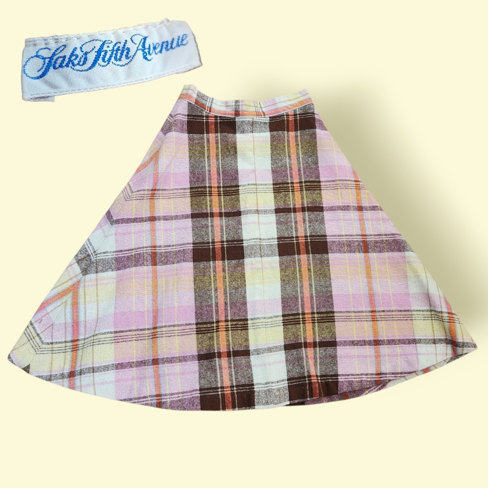 Vintage 60s Saks Fifth Avenue Plaid Wool Skirt XXS (21" Waist) Mod Academia
